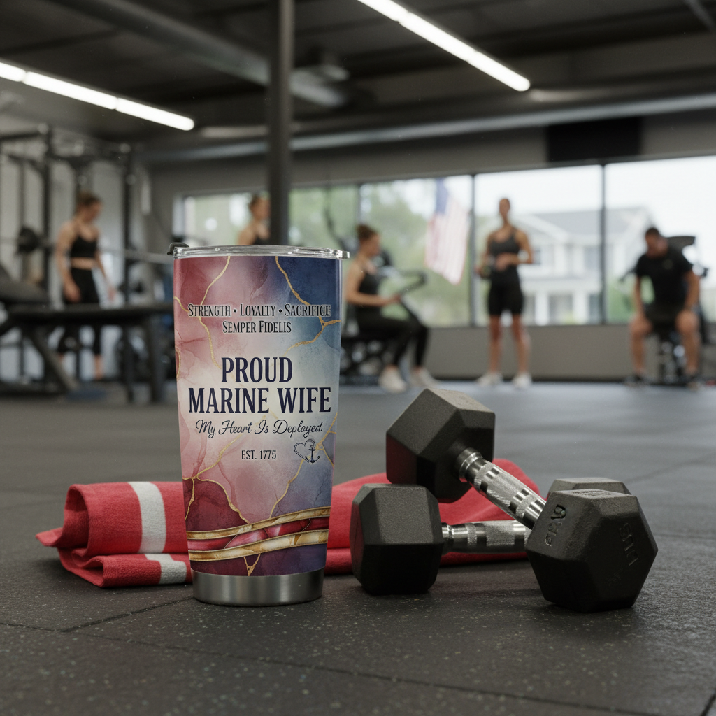 Personalized "My Heart Is Deployed" Marine Wife Tumbler - Custom Name & Anniversary