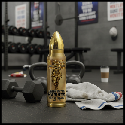 Personalized Gold Bullet USMC Veteran Tumbler - Custom Rank, Name & Military Unit