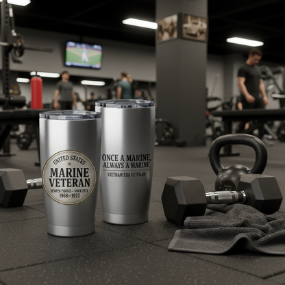 Personalized Marine Veteran Tumbler - Custom Service Years & Era Name