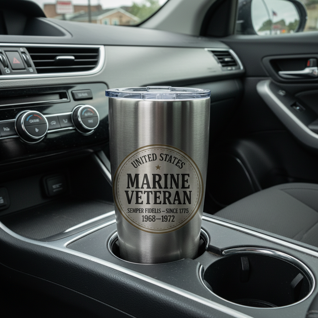 Personalized Marine Veteran Tumbler - Custom Service Years & Era Name