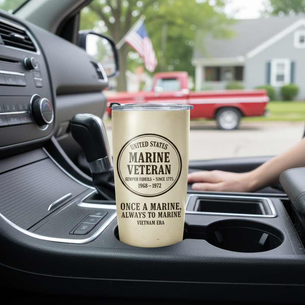 Personalized US Marine Veteran Tumbler - Custom Name, Service Years & Era