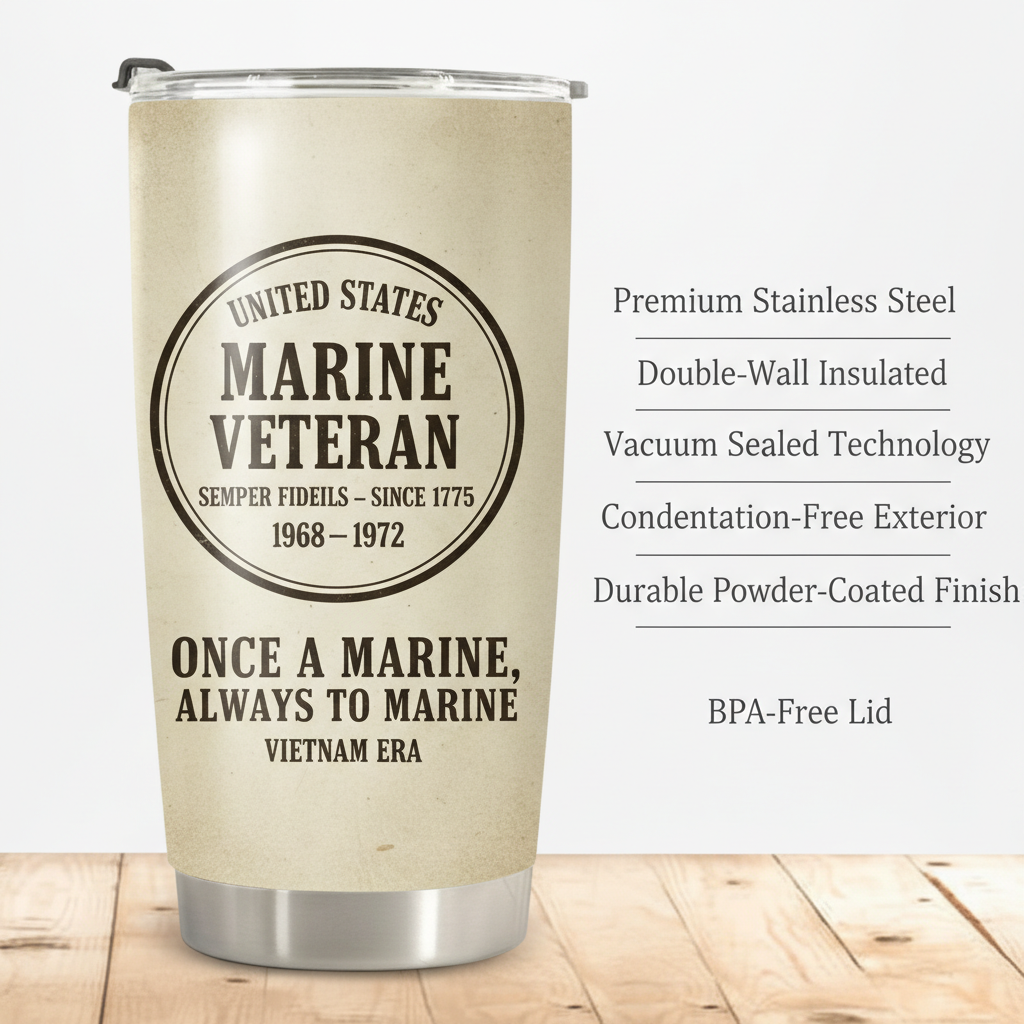 Personalized US Marine Veteran Tumbler - Custom Name, Service Years & Era