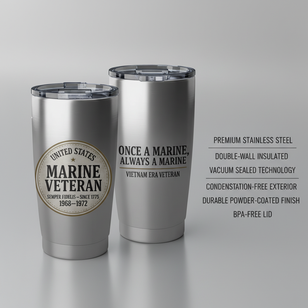 Personalized Marine Veteran Tumbler - Custom Service Years & Era Name