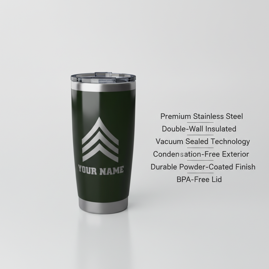 Custom Name & Rank USMC Semper Fidelis Tumbler - Personalized Marine Insignia Gift