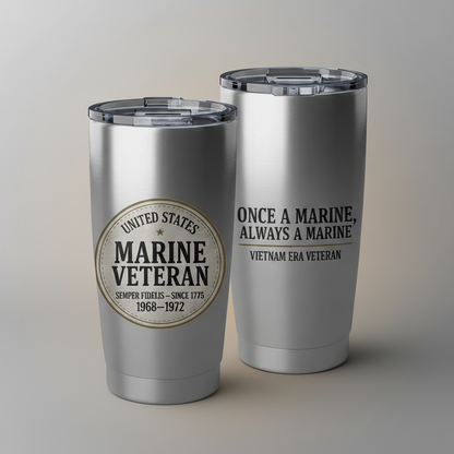 Personalized Marine Veteran Tumbler - Custom Service Years & Era Name
