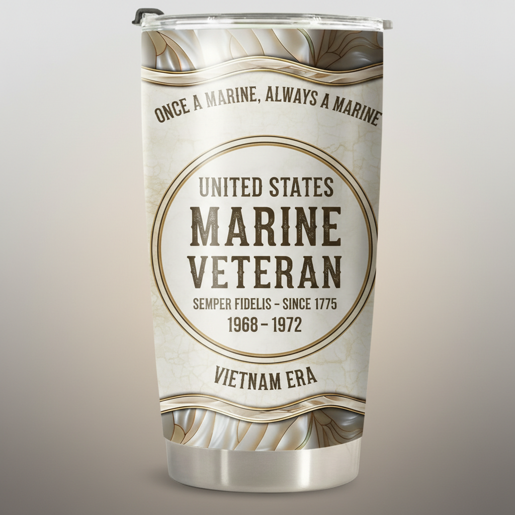 Custom Name United States Marine Veteran Tumbler - Personalized Service Years & Era