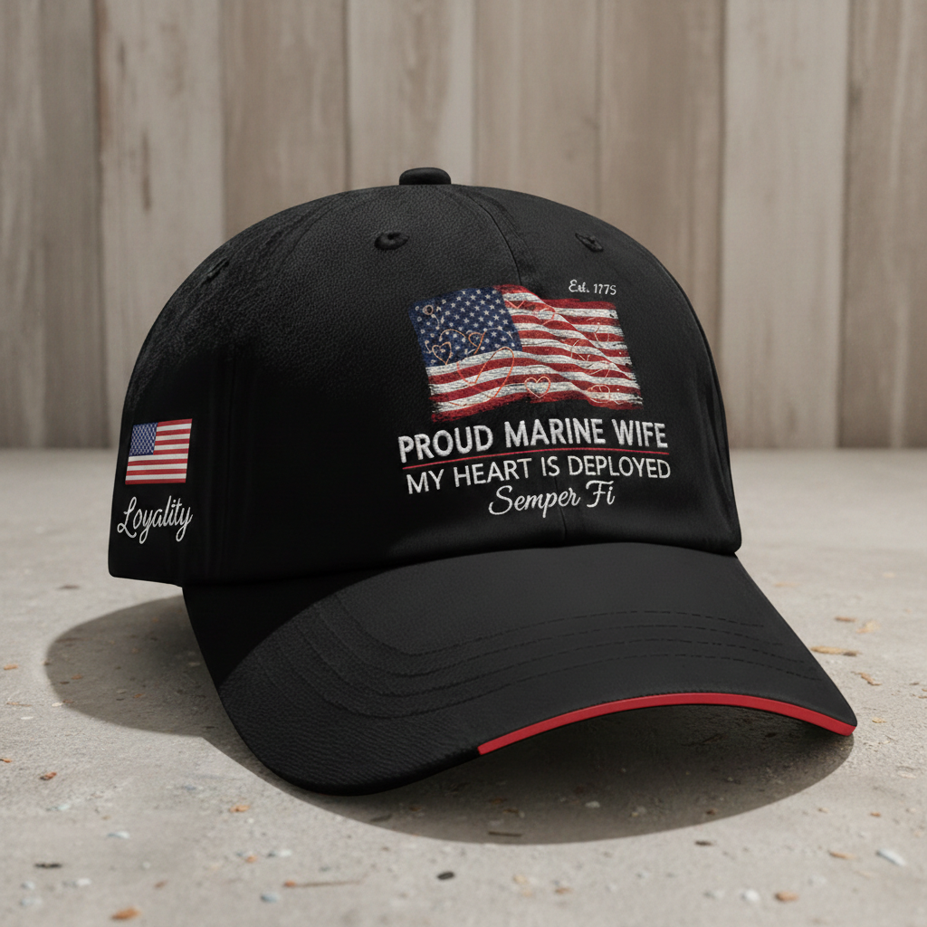 Personalized USMC Spouse Tribute Hat - Custom Embroidery