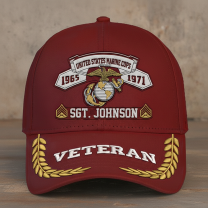 Custom Name & Year US Marine Corps Veteran Embroidered Hat
