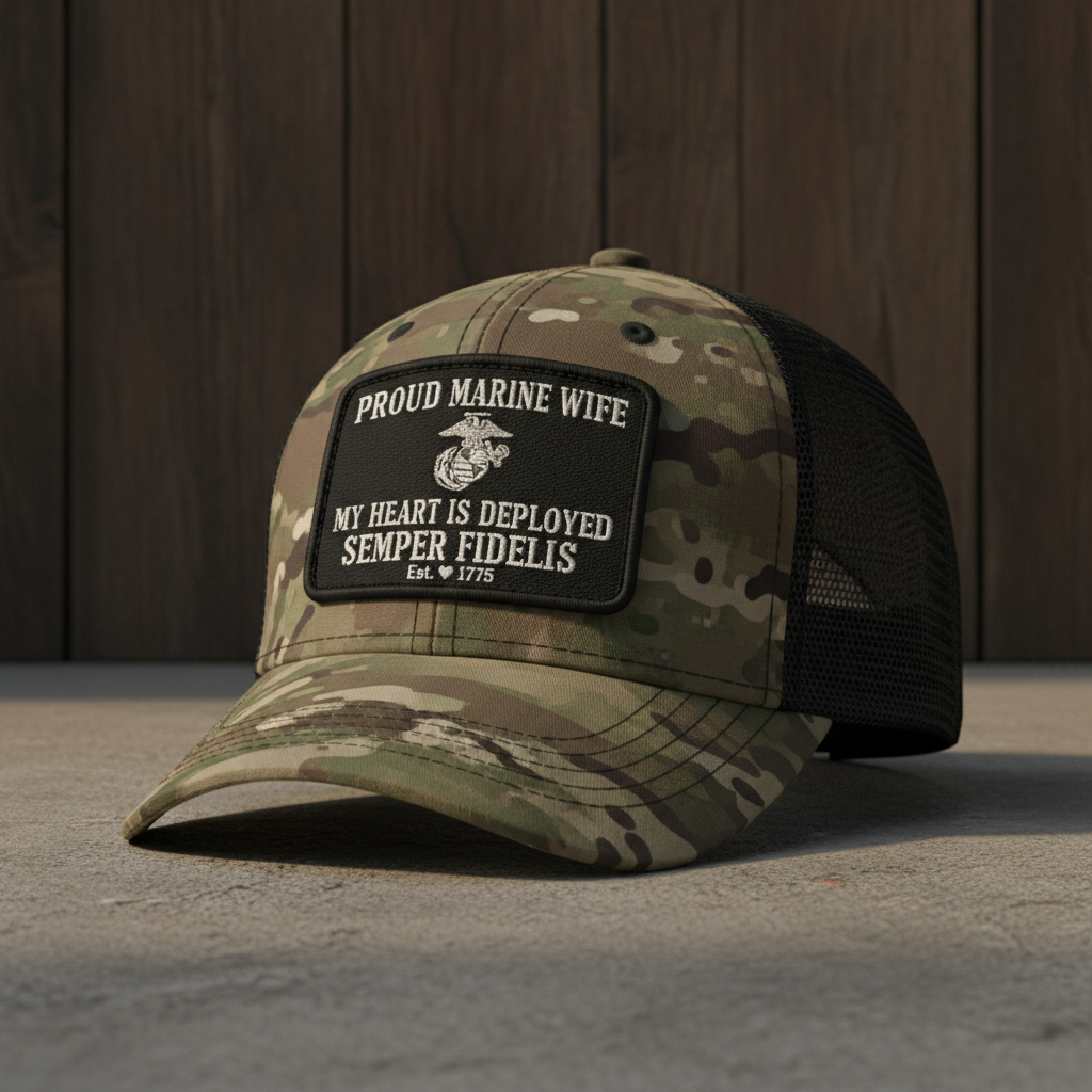Custom Camo Marine Wife - Personalized "Semper Fidelis" Trucker Hat