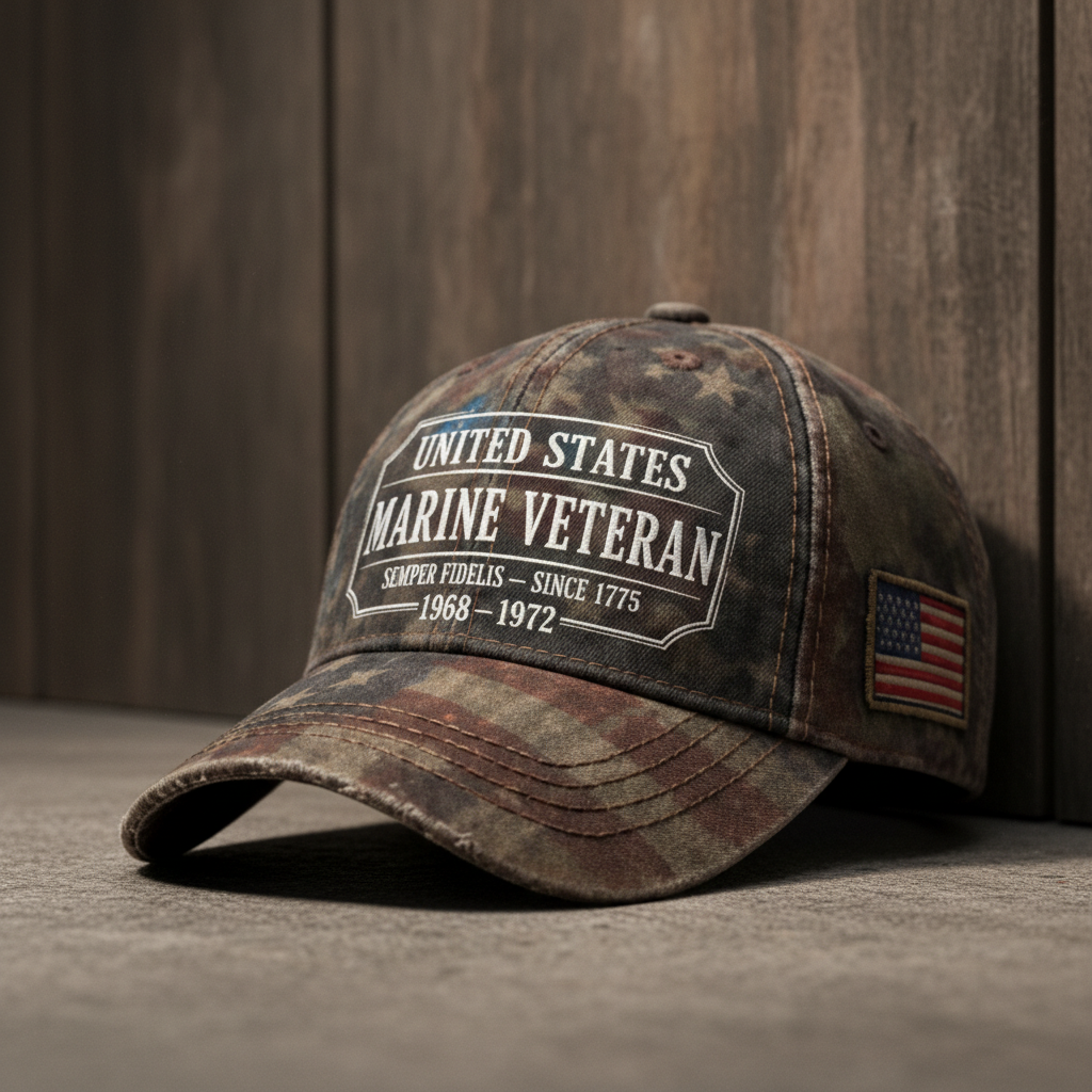 Custom Service Years Marine Veteran Vintage Dad Hat