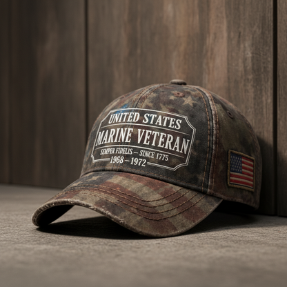 Custom Service Years Marine Veteran Vintage Dad Hat