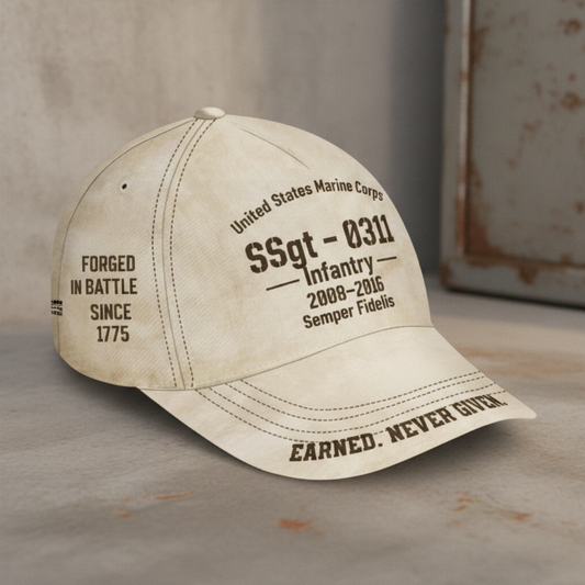 Custom USMC Service Record Ball Cap