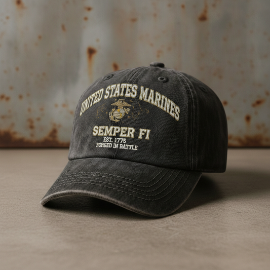 Personalized US Marines Gift Hat - Custom Name/Year