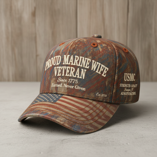 Proud Marine Wife & Veteran Custom Embroidered Classic Cap