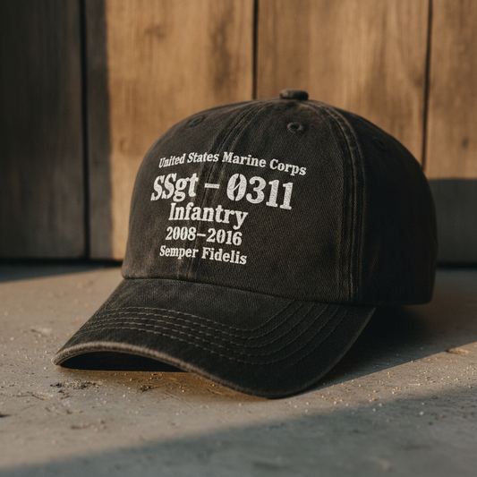 Personalized Hero Cap - Custom USMC Service Record Hat for Veterans