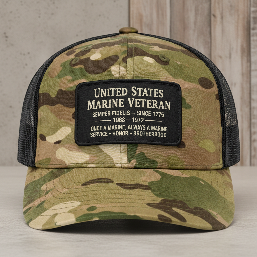 Customizable US Marine Corps Veteran Camouflage Baseball Cap