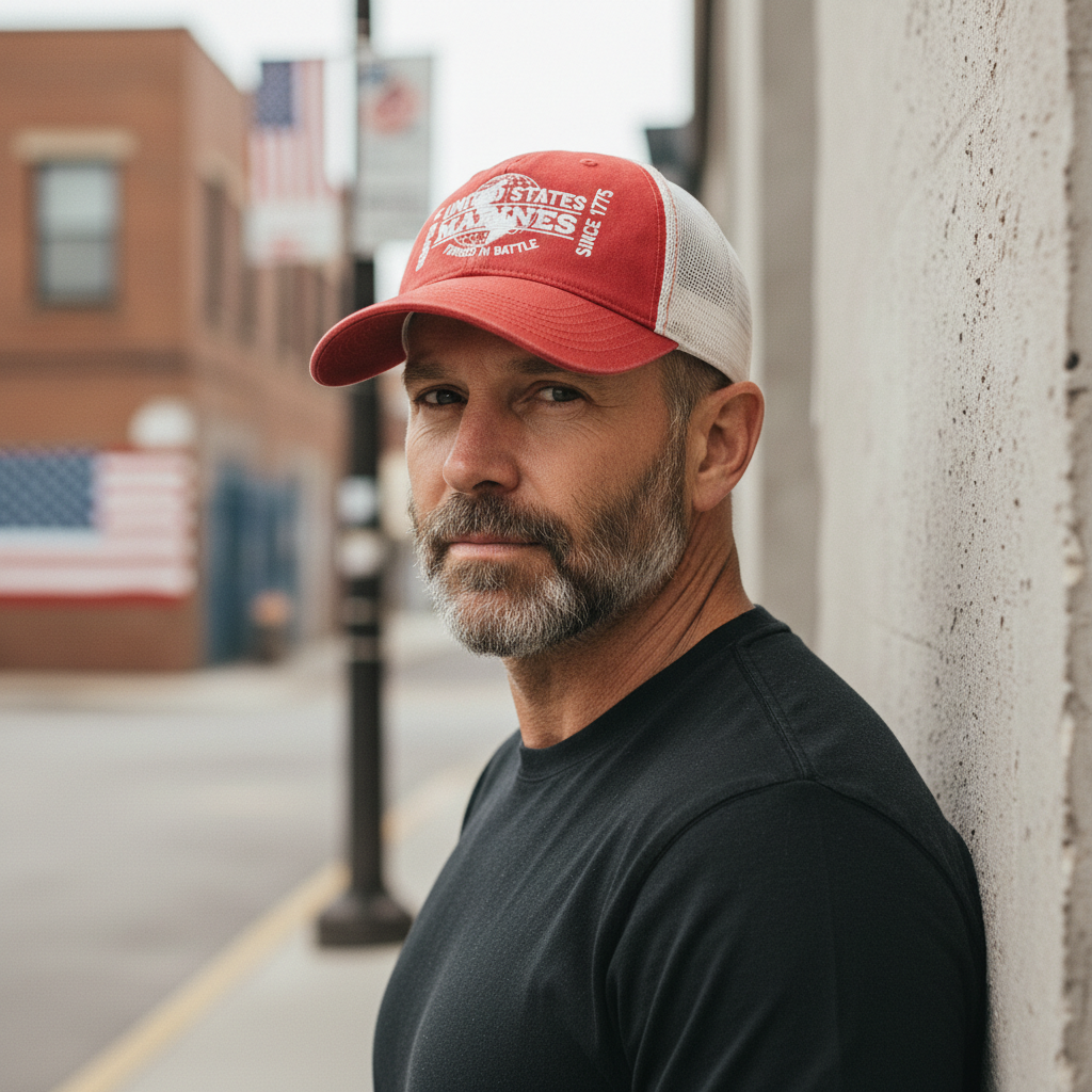 Custom US Marine Corps Trucker Hat - Personalized USMC Semper Fi Mesh Cap