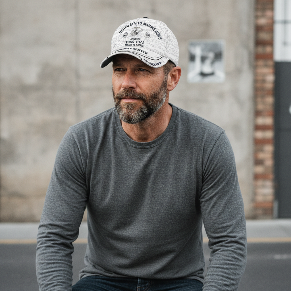 Custom USMC Veteran Name & Years Served Hat - Forged in Battle Edition