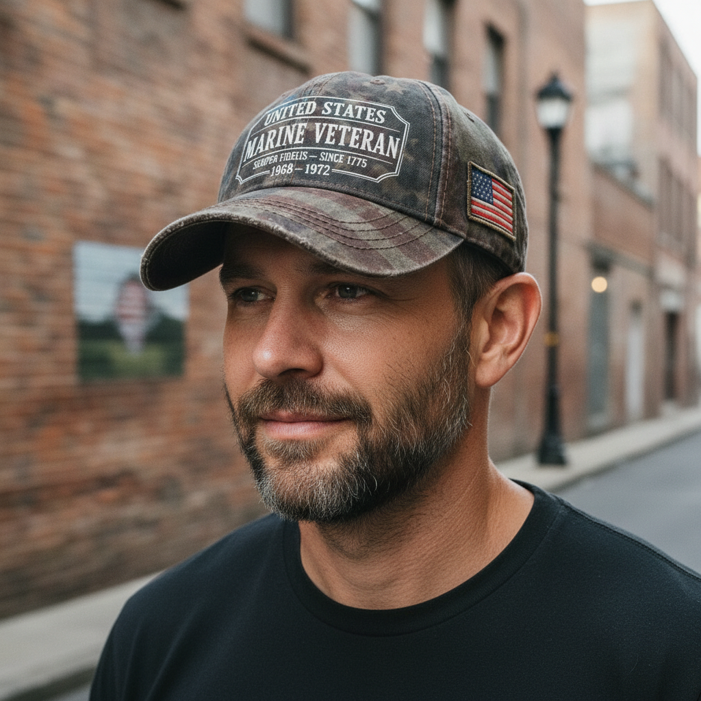 Custom Service Years Marine Veteran Vintage Dad Hat