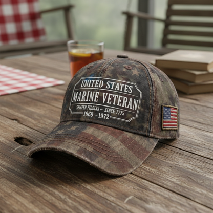 Custom Service Years Marine Veteran Vintage Dad Hat