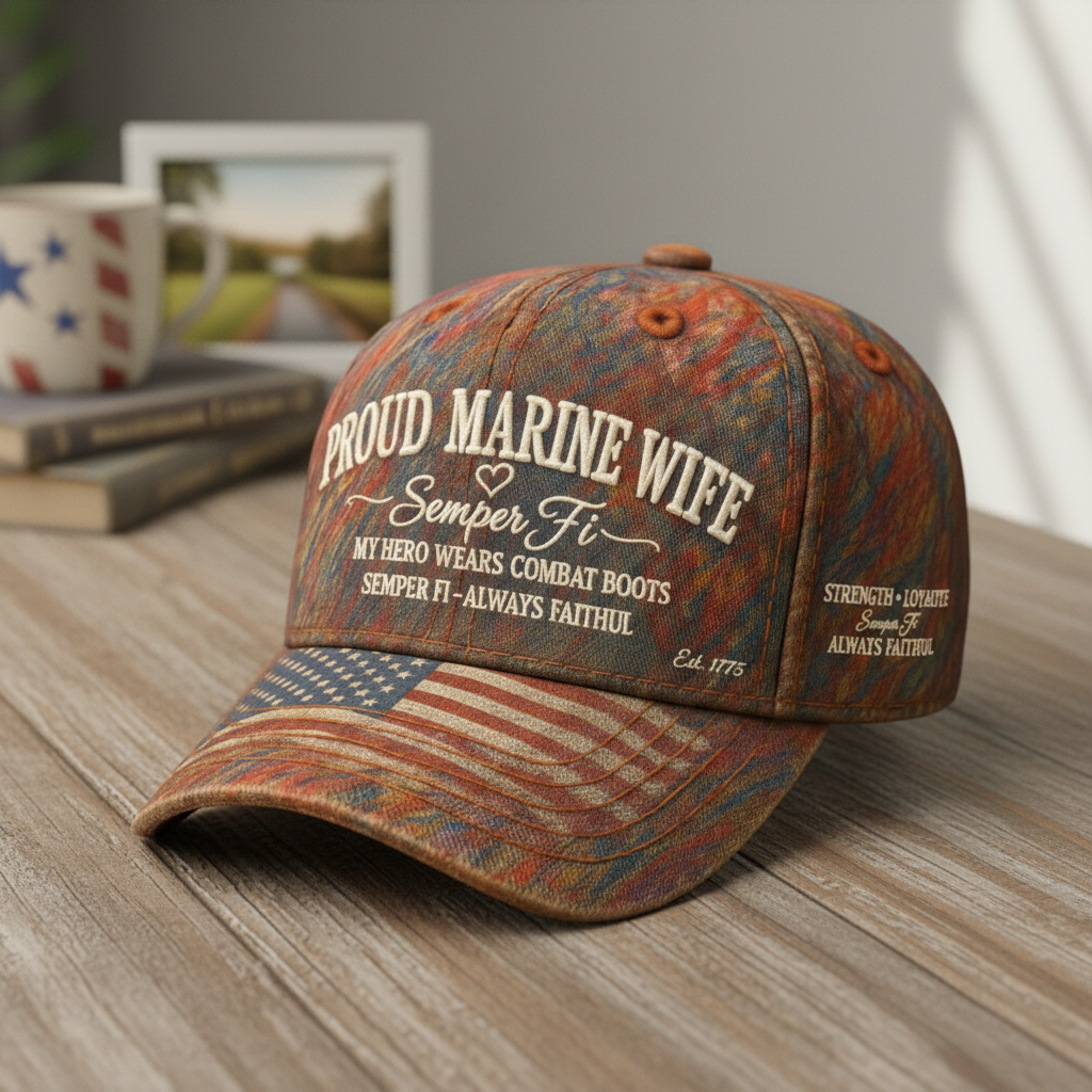 Proud Marine Wife & Veteran Custom Embroidered Classic Cap