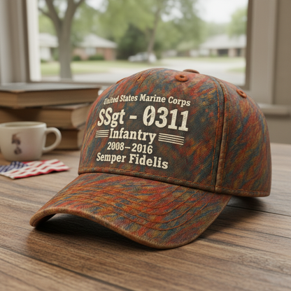 Custom USMC Veteran Pride Hat - Personalized Rank & MOS