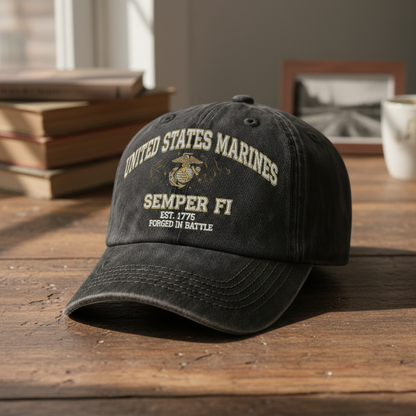 Personalized US Marines Gift Hat - Custom Name/Year