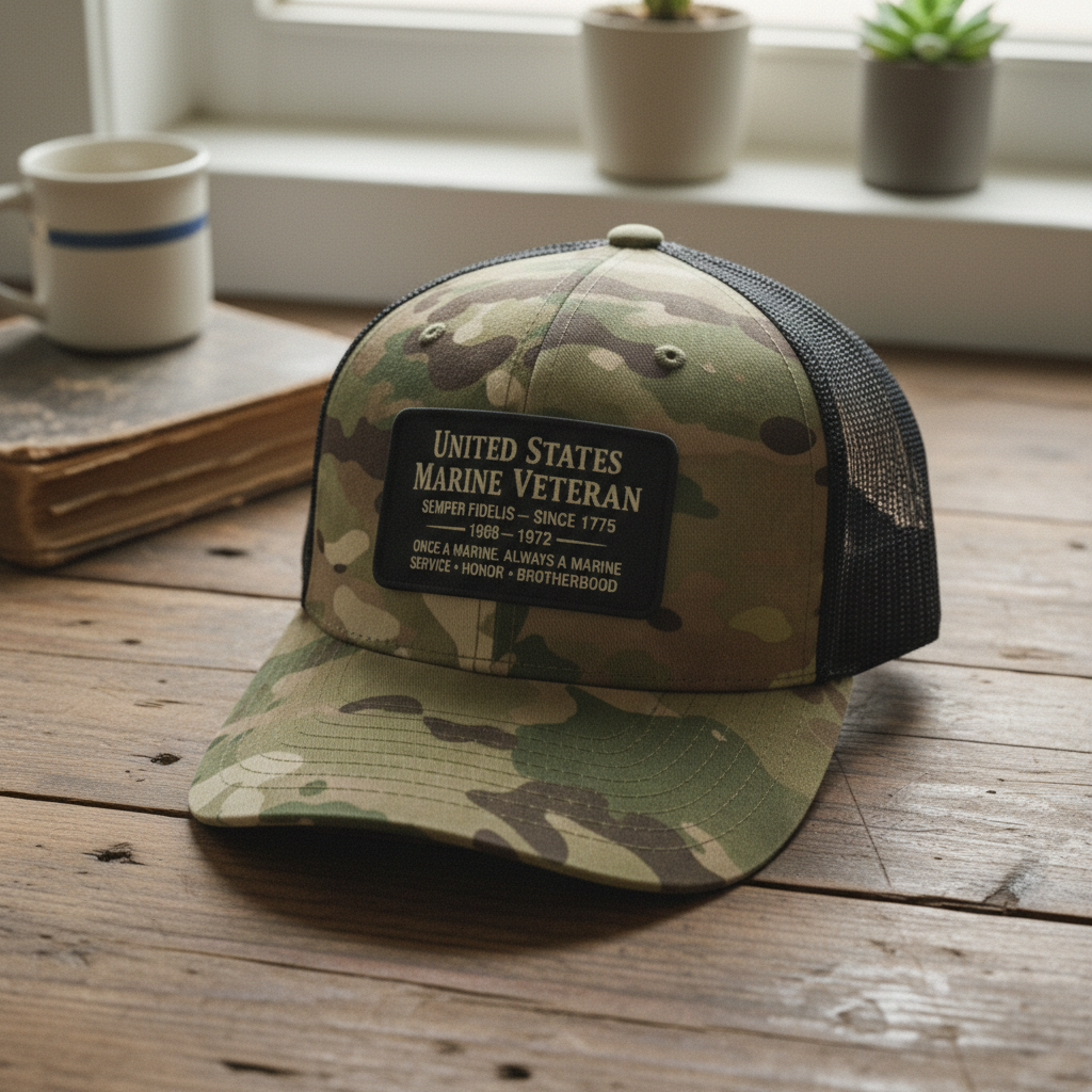 Customizable US Marine Corps Veteran Camouflage Baseball Cap