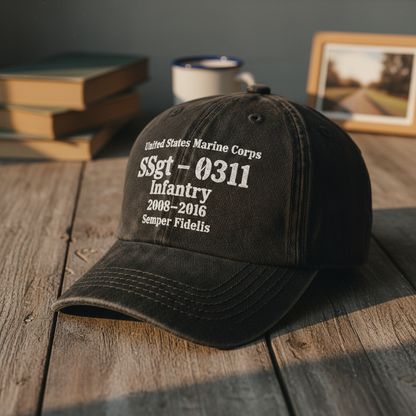 Personalized Hero Cap - Custom USMC Service Record Hat for Veterans