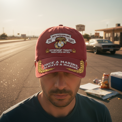 Customized USMC Retirement Gift Hat - Personalized Years of Service Marine Cap