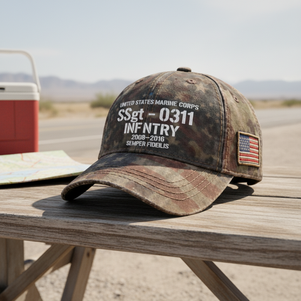 Proud Marine Veteran Personalized Hat - Custom Rank & Infantry Badge