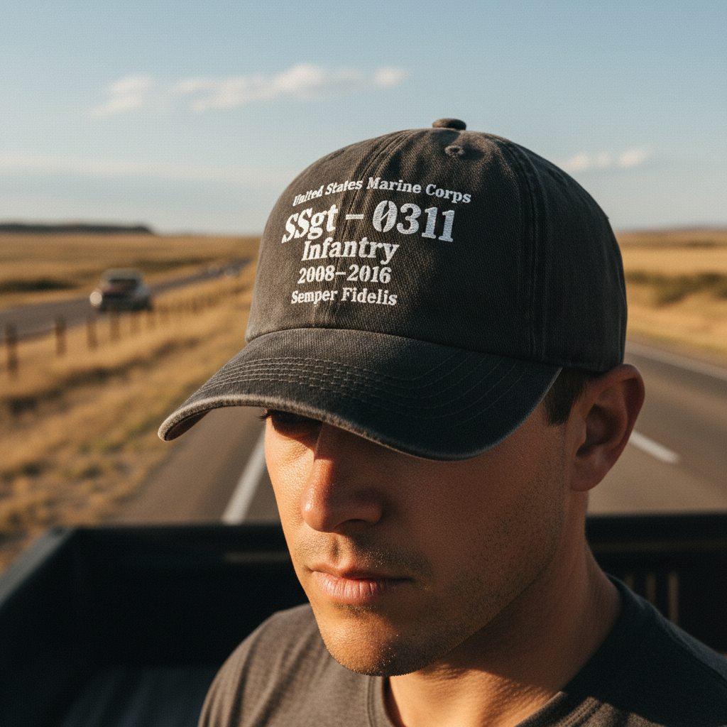 Personalized Hero Cap - Custom USMC Service Record Hat for Veterans