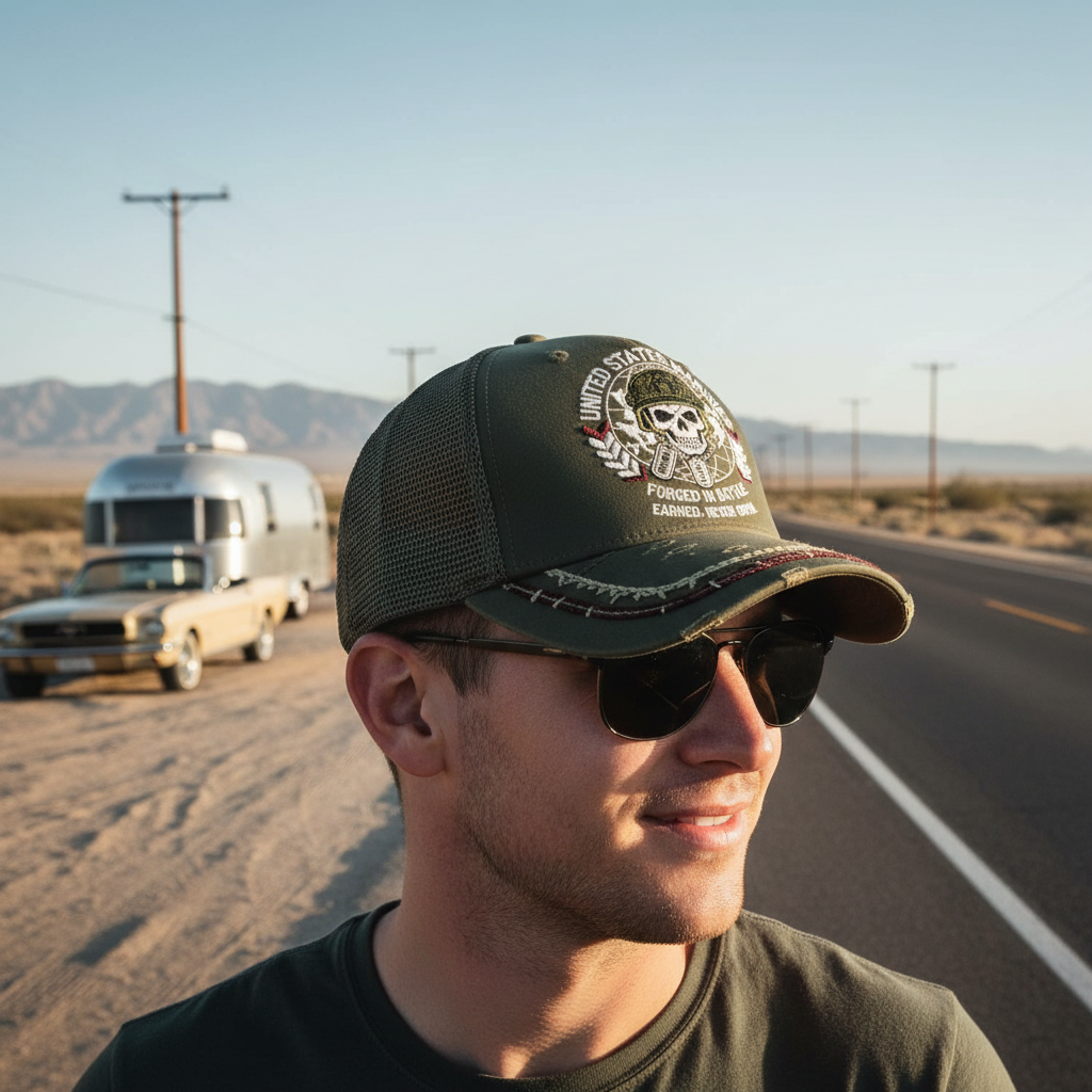 Custom Embroidered Marine Corps Skull Hat - Add Your Text