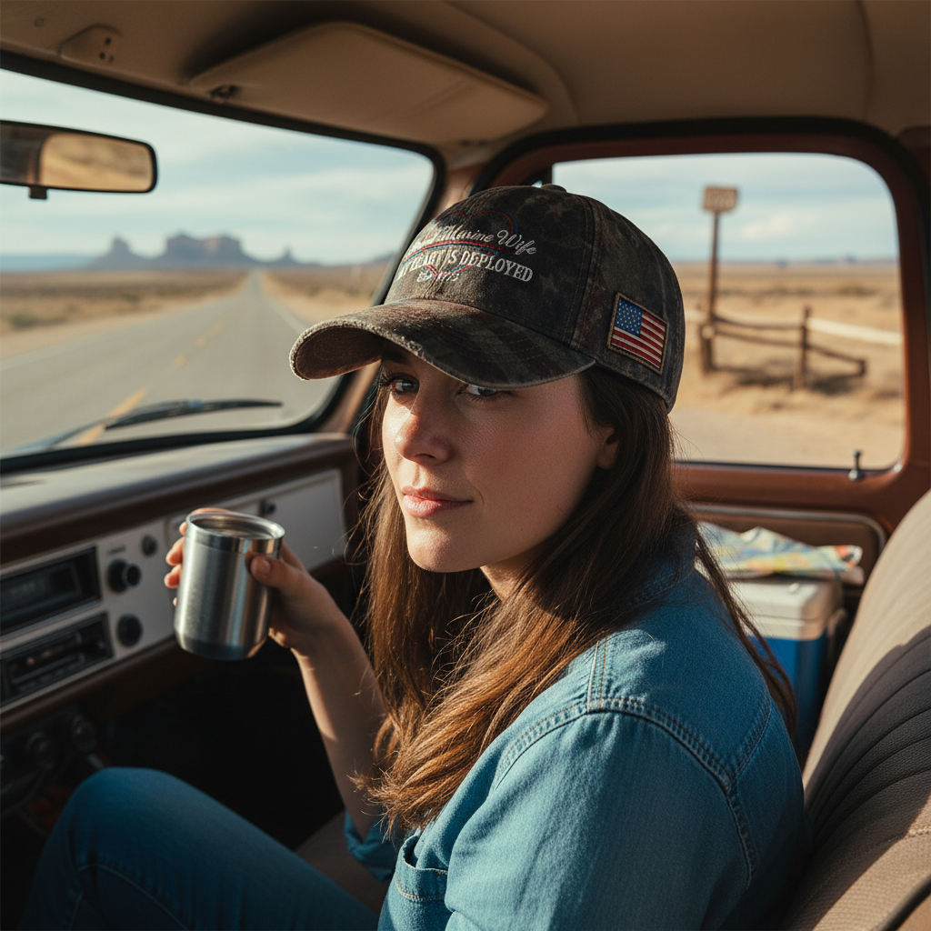 My Heart Is Deployed - Custom Marine Wife Camo Cap