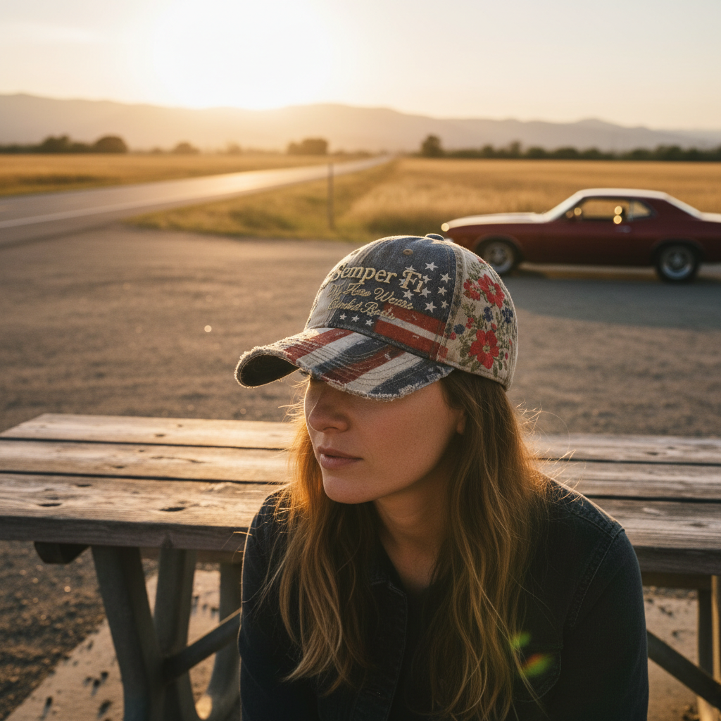 Personalized USMC Spouse Tribute - Custom Embroidered Patriotic Hat