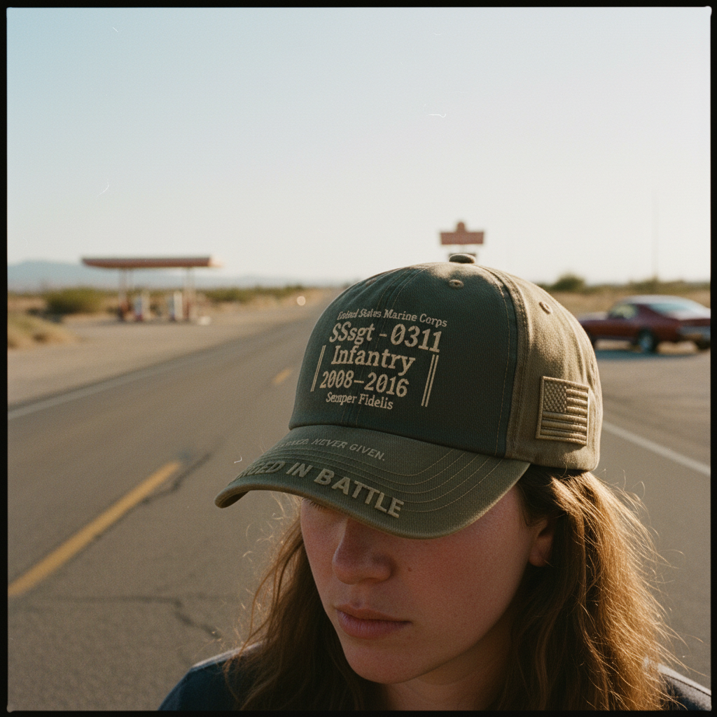 Custom USMC Veteran Hat - Distressed Canvas Military Cap