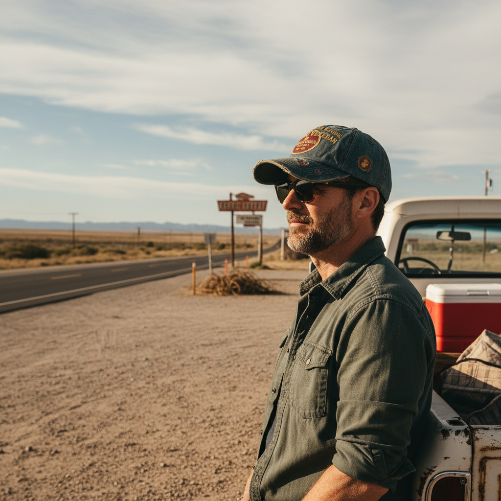 The Proud Veteran Custom Denim Cap - Personalized US Marine Corps Distressed Hat