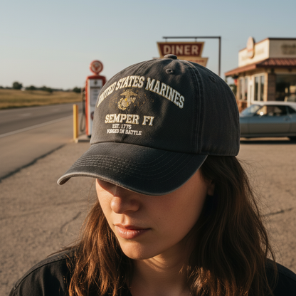 Personalized US Marines Gift Hat - Custom Name/Year