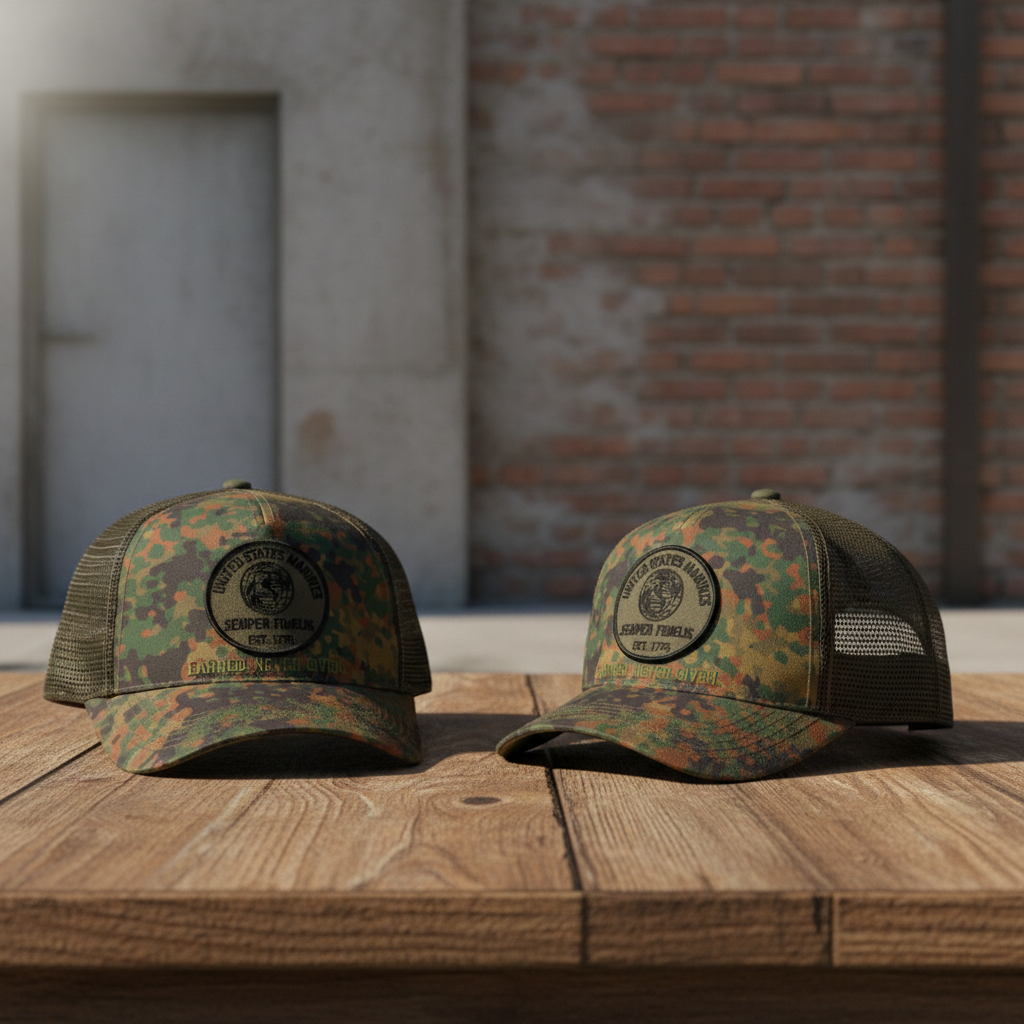 United States Marines "Earned. Never Given." Custom Camo Cap