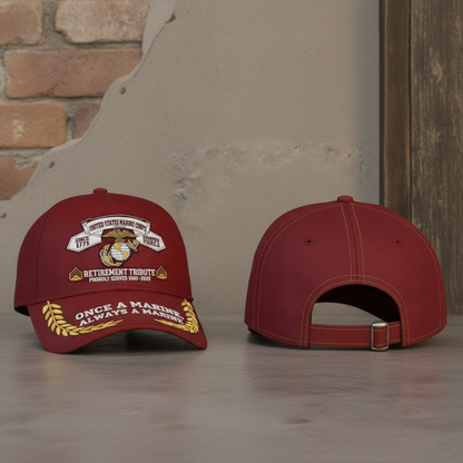 Customized USMC Retirement Gift Hat - Personalized Years of Service Marine Cap