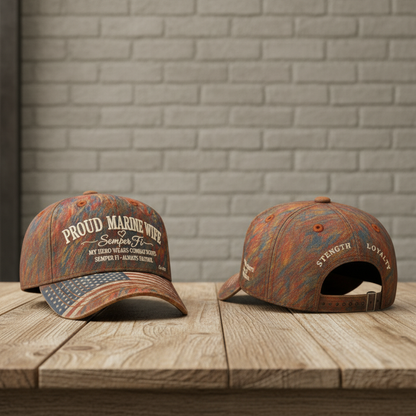 Proud Marine Wife & Veteran Custom Embroidered Classic Cap
