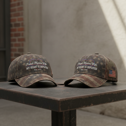 My Heart Is Deployed - Custom Marine Wife Camo Cap