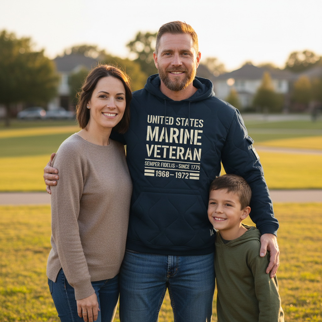 Marine Corps Veteran 1968-1972 Navy Quilted Outerwear