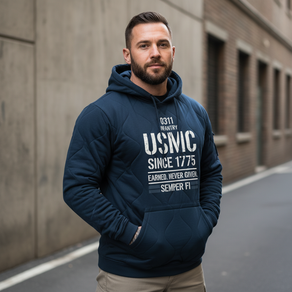 USMC Elite "Semper Fi" Quilted Tactical Hoodie